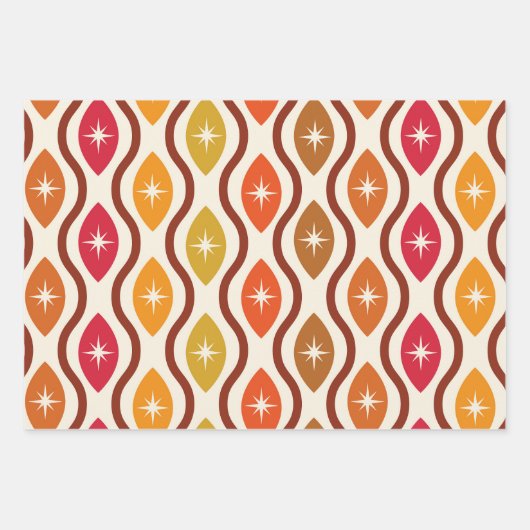 Feuille De Papier Cadeau Étoiles atomiques rétro sur le motif ogm du milieu (Devant)