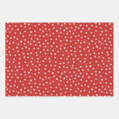 Feuille De Papier Cadeau Étoiles blanches pendant les fêtes de Noël rouges (Devant 3)
