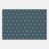 Feuille De Papier Cadeau Etoiles Bleues Bleues Or (Devant 2)