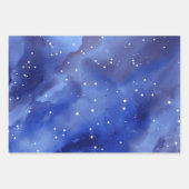 Feuille De Papier Cadeau Étoiles célestes pourpres Indigo (Devant)