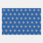 Feuille De Papier Cadeau Etoiles de mer tons bleu (Devant 3)