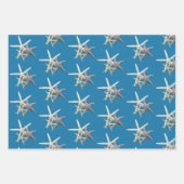 Feuille De Papier Cadeau Etoiles de mer tons bleu (Devant)