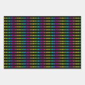 Feuille De Papier Cadeau Étoiles de néon brillantes sur noir (Devant 2)