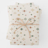 Feuille De Papier Cadeau Étoiles de Noël et Motif Paillettes (En situation)