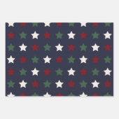 Feuille De Papier Cadeau Étoiles de Noël Motif Bleu Blanc Rouge (Devant 3)