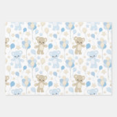 FEUILLE DE PAPIER CADEAU ÉTOILES DE STRIPES NOUNOURS BLEU & TAN (Devant 2)