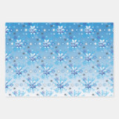 Feuille De Papier Cadeau Étoiles et flocons de neige bleu et blanc complexe (Devant 2)