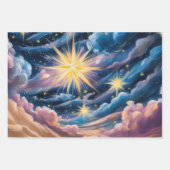 Feuille De Papier Cadeau Étoiles et nuages célestes abstraits (Devant)
