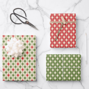 Feuille De Papier Cadeau Étoiles explosives de Noël rétro modernité du mili