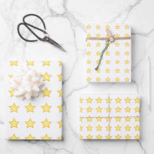 Feuille De Papier Cadeau Étoiles Jaune simple Anniversaire Fête magique