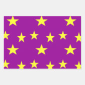 Feuille De Papier Cadeau étoiles jaunes sur violet (Devant 2)