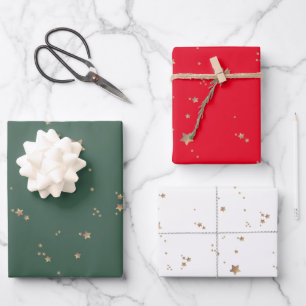 Feuille De Papier Cadeau Étoiles modernes   Vacances minimalistes blanches 