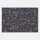 Feuille De Papier Cadeau étoiles or et rayures bleu marine (Devant)