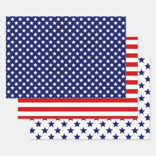Feuille De Papier Cadeau Étoiles Patriotiques Rayures Motif DIY & Couleurs 