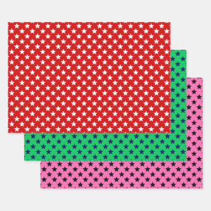 Feuille De Papier Cadeau Étoiles pointillées do-it-yourself couleurs Motif 