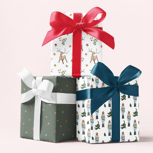 Feuille De Papier Cadeau Étoiles Rustiques de rennes de Noël Motifs festifs