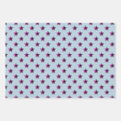 Feuille De Papier Cadeau Étoiles violet rose pourpre bleu foncé (Devant 3)