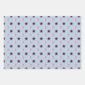 Feuille De Papier Cadeau Étoiles violet rose pourpre bleu foncé (Devant 2)