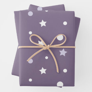 Feuille De Papier Cadeau Étoiles violettes