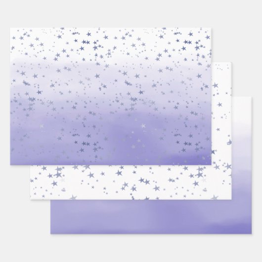 Feuille De Papier Cadeau Étoiles violettes Ombre (Lot)