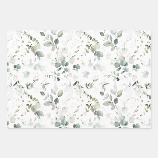 Feuille De Papier Cadeau Eucalyptus Foliage Bébé/Fête des mariées (Devant)