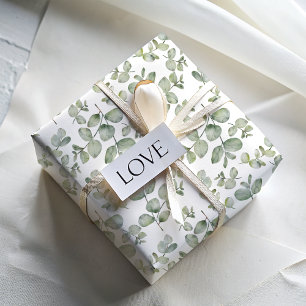 Feuille De Papier Cadeau Eucalyptus Sage Vert Aquarelle Rustique