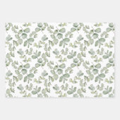 Feuille De Papier Cadeau Eucalyptus Sauvage Sauge Vert Aquarelle (Devant 2)