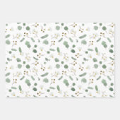 Feuille De Papier Cadeau Eucalyptus Vert Argent Dollar Gum Blossoms (Devant 2)