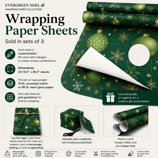 Feuille De Papier Cadeau Evergreen Noel