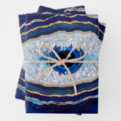 Feuille De Papier Cadeau Evil Bleu Agate Géode Ditital Art (En situation)