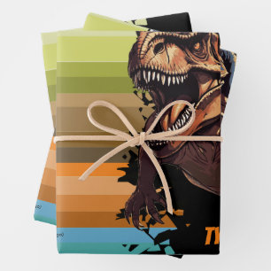Feuille De Papier Cadeau Évolution des dinosaures éducative, cadeau d'anniv