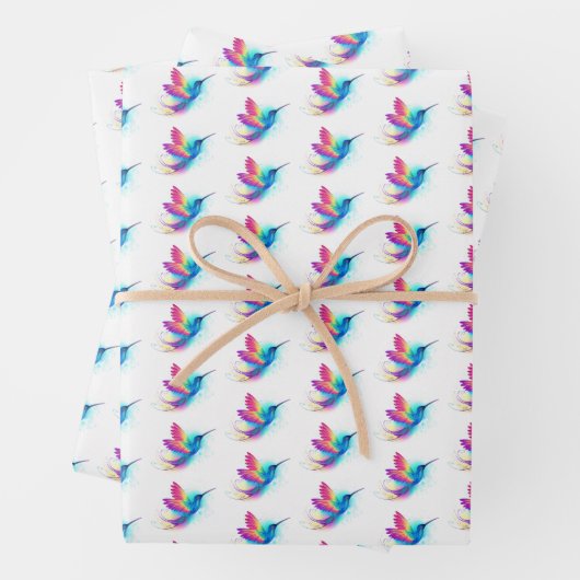 Feuille De Papier Cadeau Exotic Rainbow Hummingbird (En situation)