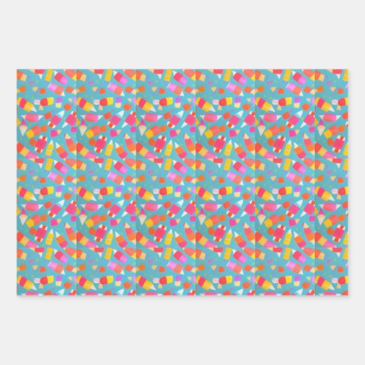 Feuille De Papier Cadeau Explosion de Crayon (Devant)