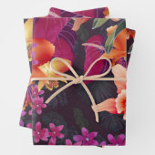 Feuille De Papier Cadeau Explosion de fleur tropicale hawaïenne (En situation)
