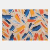 Feuille De Papier Cadeau Expressionniste artistique orange et bleu (Devant 2)