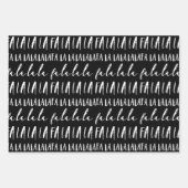 Feuille De Papier Cadeau FA LA Black & White Typographie Noël Carol (Devant 2)