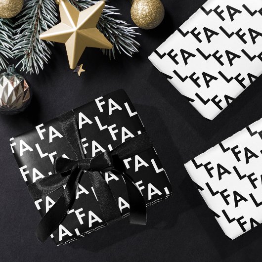 Feuille De Papier Cadeau FA LA Bold Lettres Moderne Minimal Noir & Blanc