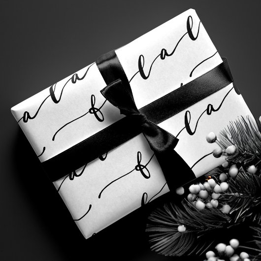 Feuille De Papier Cadeau FA LA White & Black Calligraphy Christmas Carol