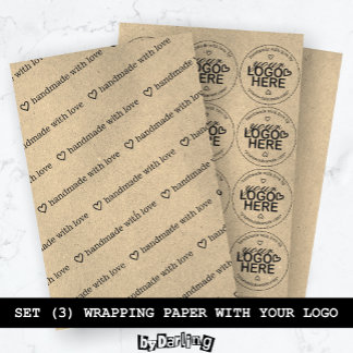 Feuille De Papier Cadeau Fabriqué à la main avec l'amour Logo personnalisé