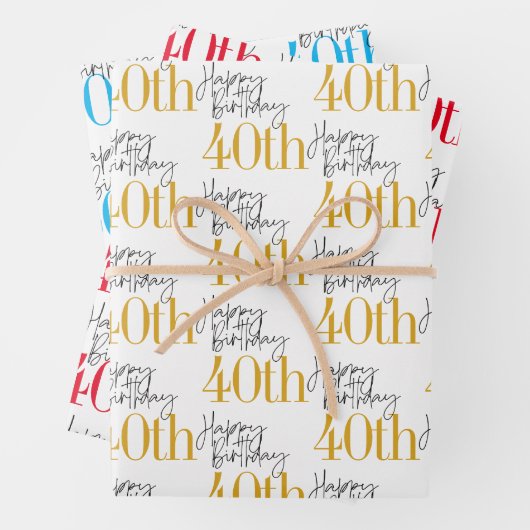 Feuille De Papier Cadeau Fabuleux 40e anniversaire 3 couleurs Cadeau (En situation)