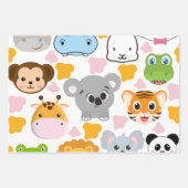 Feuille De Papier Cadeau Face des animaux mignons (Devant 2)
