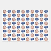 Feuille De Papier Cadeau Face Photo & Word Bubble Navy Blue (Devant 2)