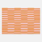 Feuille De Papier Cadeau Fâcheux rayures en orange et rose doux (Devant 3)