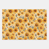 Feuille De Papier Cadeau Faded Rustic Pressé Tournesols Aquarelle Design (Devant 2)