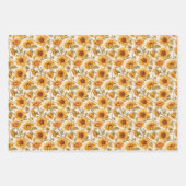 Feuille De Papier Cadeau Faded Rustic Pressé Tournesols Aquarelle Design (Devant)