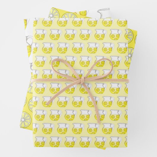 Feuille De Papier Cadeau Faire Lemonade Citron Ade Pitcher Citrus Boisson F (En situation)