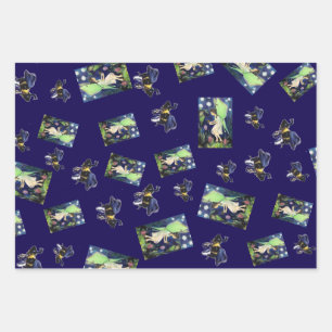 Feuille De Papier Cadeau Fairy Bee Kind Maureen Girard Fleurs sauvages