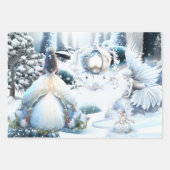 Feuille De Papier Cadeau Fairy princesse hiver merveilleuse forêt neige (Devant 3)