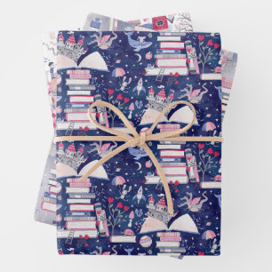Feuille De Papier Cadeau Fairytale Books Castle Ensemble de trois