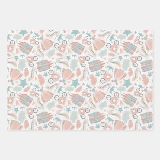 Feuille De Papier Cadeau Fairytale Whimsy 3 pack envelopper cadeau (Devant)